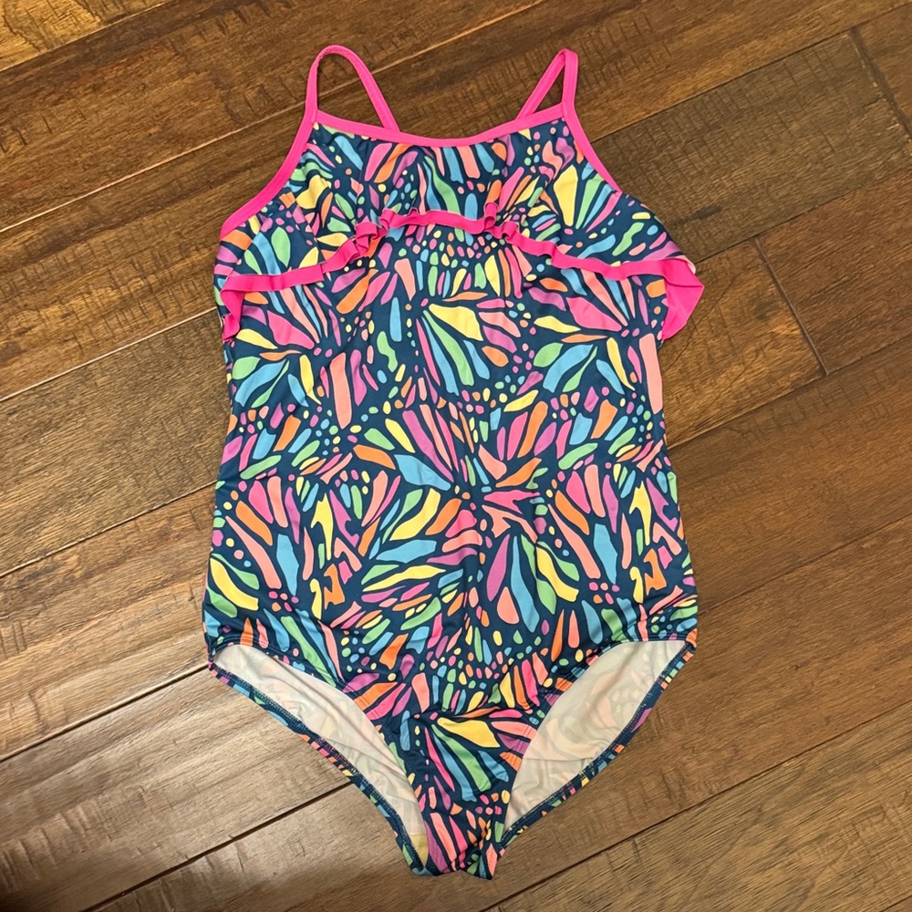 Lands’ End girls Sz 16 one piece swimsuit butterfly pattern